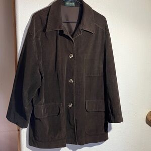 Vtg‎ Harve Benard Chocolate Brown Corduroy Blazer Jacket Shirt Buttons & Pockets